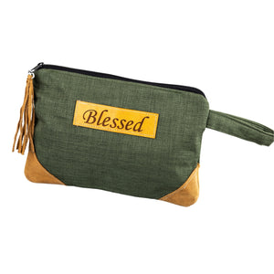 Leather Wristlet Clutch - Blessed
