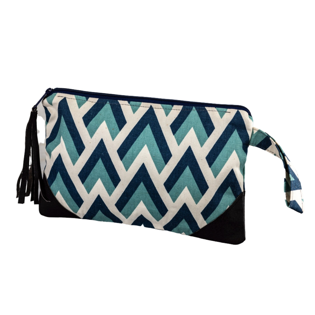 Leather Wristlet Clutch - Blue Peak