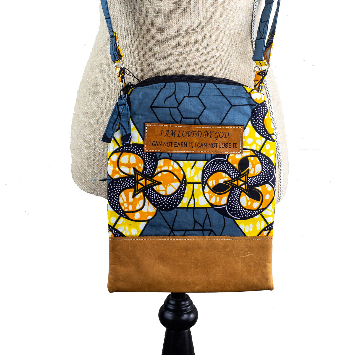 Fabric & Leather Crossbody Purse - I Am Loved