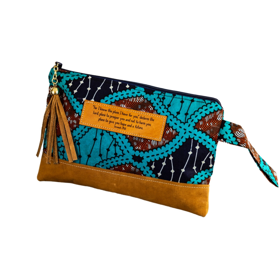 Leather Wristlet Clutch - Jeremiah 29:11