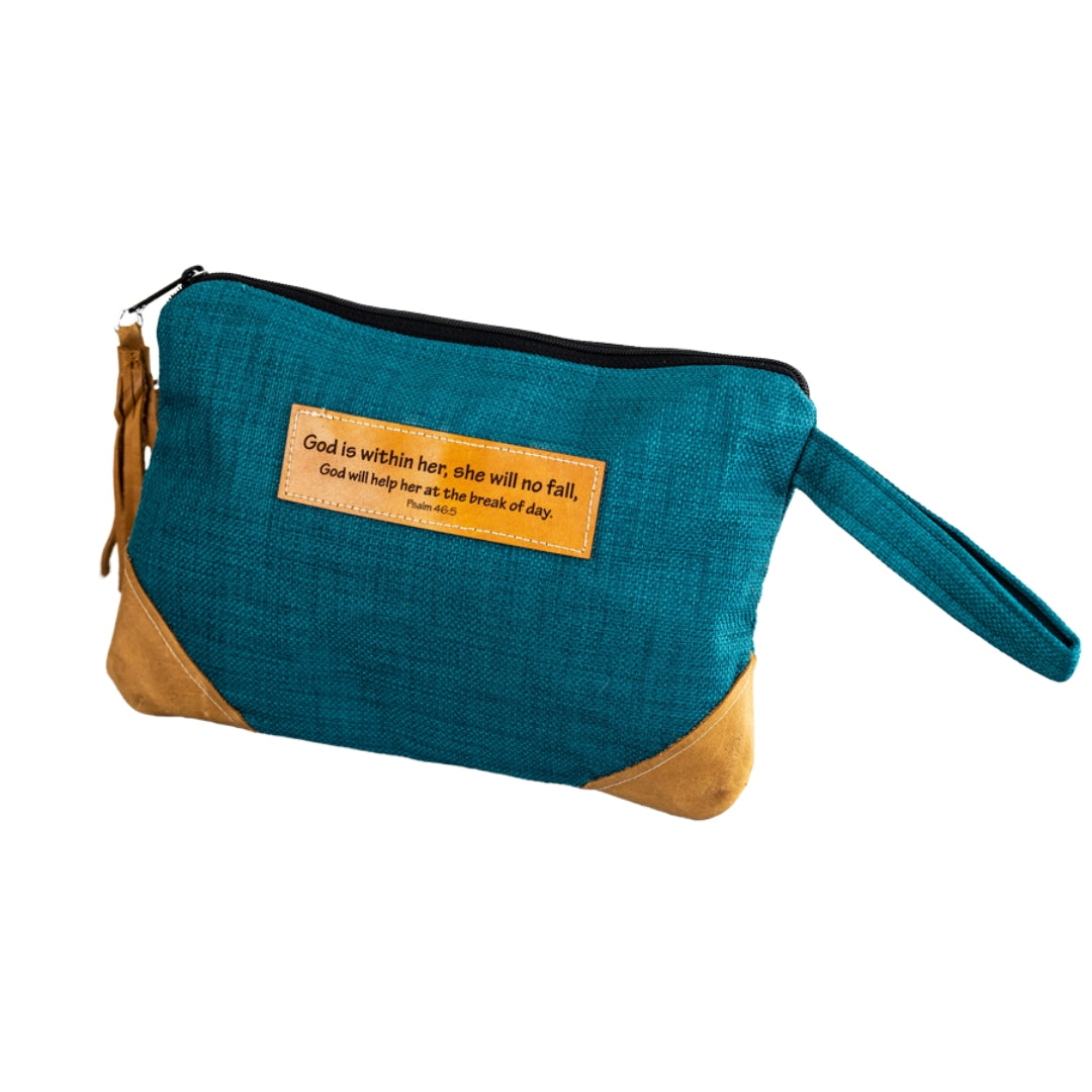 Leather Wristlet Clutch - Psalm 46:5