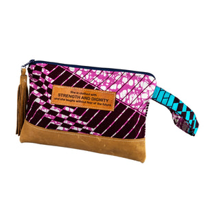 Leather Wristlet Clutch - Strength & Dignity
