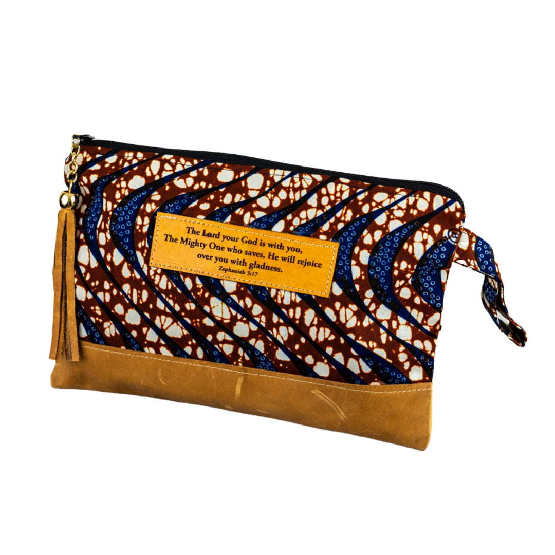 Leather Wristlet Clutch - Zephaniah 3:17