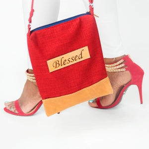 Fabric & Leather  Crossbody Bag - Blessed