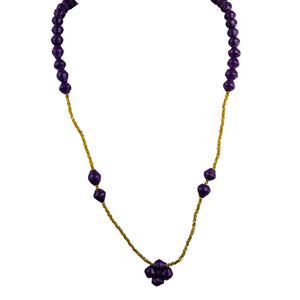 Recycled Paper Bead Necklace - Purple Single